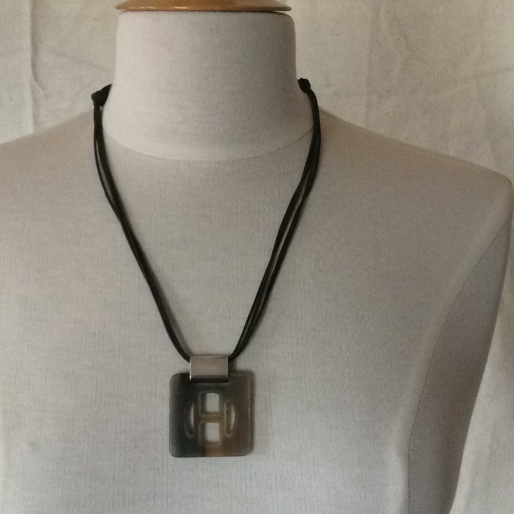 Hermès buffalo horn/silver necklace